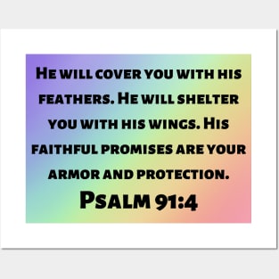 Bible Verse Psalm 91:4 Posters and Art